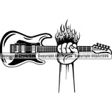 Music Musical Instrument Guitar Electric 6mm4d fire ClipArt SVG