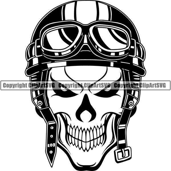 Motorcycle Bike Chopper Helmet Googles Skull ClipArt SVG