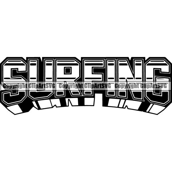 Sports Surfing Surf Text ClipArt SVG