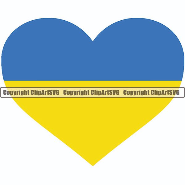 Country Flag Heart Ukraine ClipArt SVG