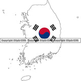 Country Flag Map South Korea ClipArt SVG