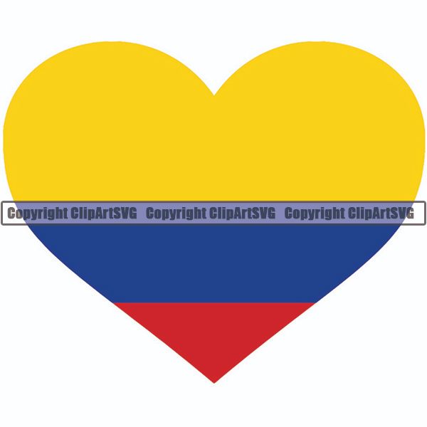 Country Flag Heart Colombia ClipArt SVG