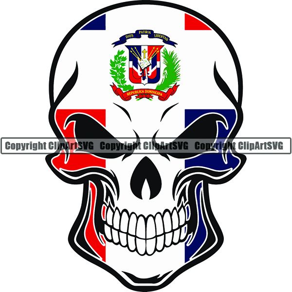 Country Flag Skull Dominican Republic ClipArt SVG