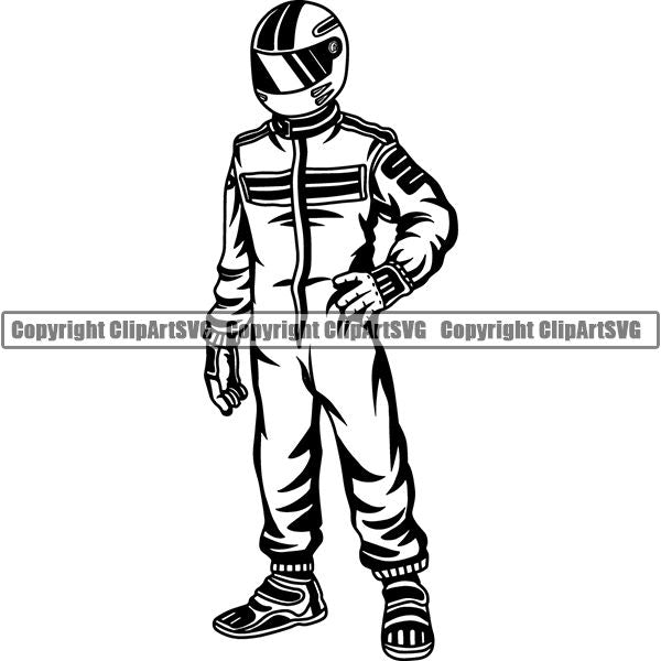 Sports Car Racing Driver ClipArt SVG