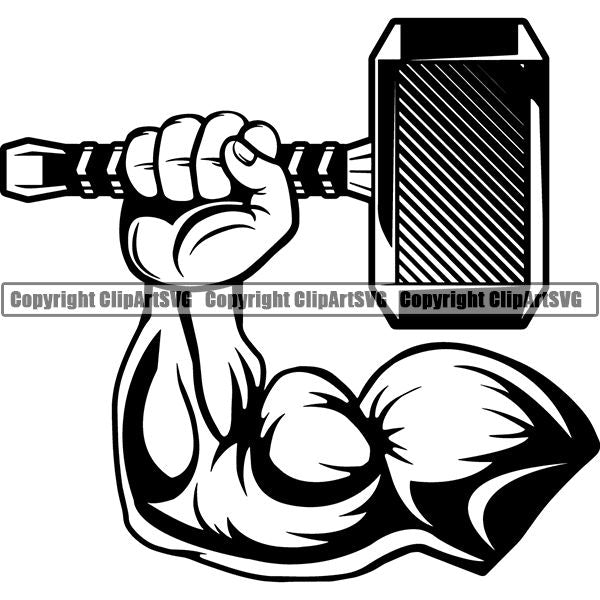 Viking Warrior Hammer Mallet ClipArt SVG