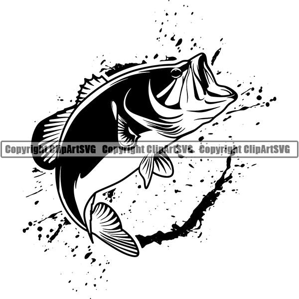 Sports Game Fishing Hunting Fish Hunt Bass ClipArt SVG