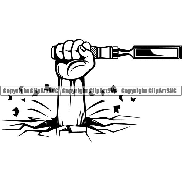 Construction Woodworking Carpenter Lumberjack Chisel break ClipArt SVG