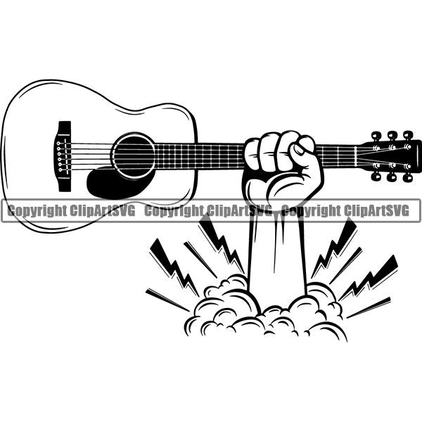 Music Musical Instrument Guitar Acoustic 6mm4d lightning ClipArt SVG