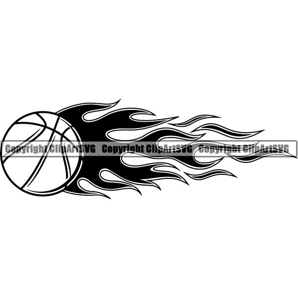 Sports Game Basketball Fire ClipArt SVG