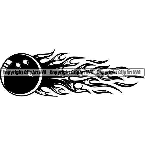 Sports Game Bowling Bowler Bowl Fire ClipArt SVG
