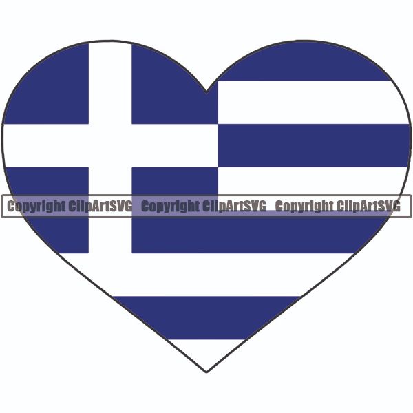 Country Flag Heart Greece ClipArt SVG