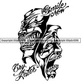 Skull Skeleton Mask Smile Now Cry Later Tattoo Tat ClipArt SVG