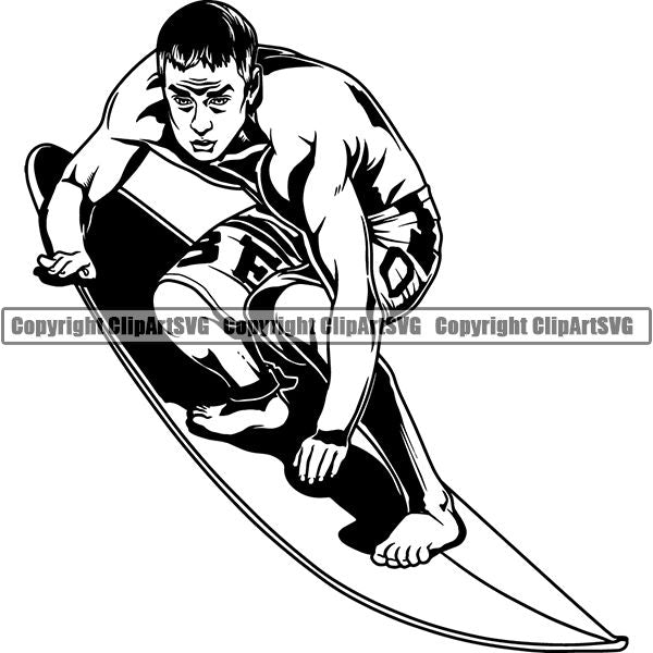 Sports Surfing Surf Surfer ClipArt SVG
