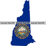 State Flag Map New Hampshire ClipArt SVG