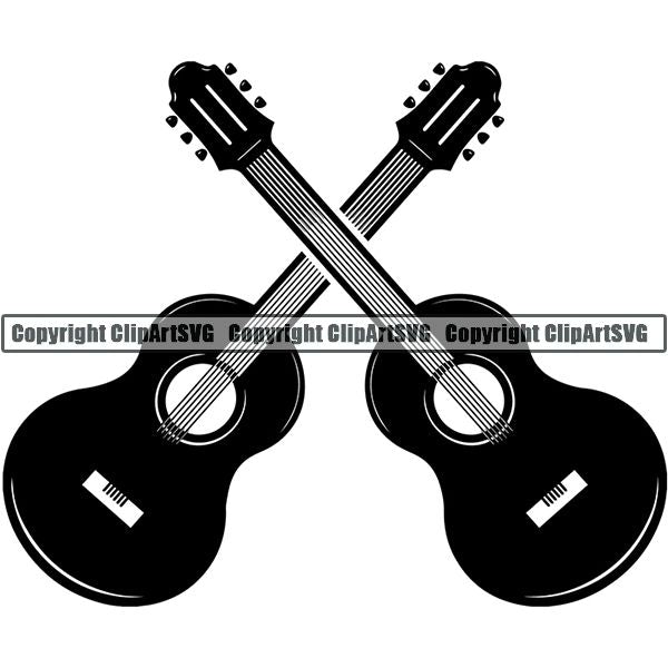 Music Musical Instrument Instrument Guitar Logo 3 ClipArt SVG