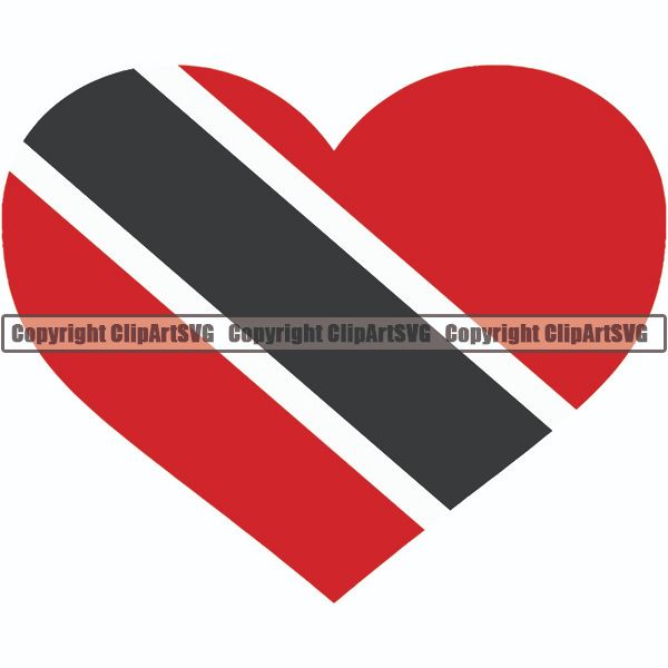 Country Flag Heart Trinidad and Tobago ClipArt SVG