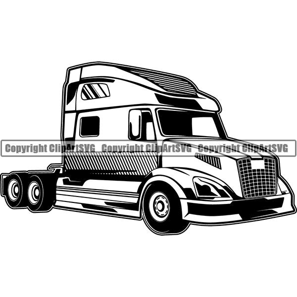 Truck Driver Trucking Trucker Driving Transportation Semi Flatbed Tractor Trailer ClipArt SVG