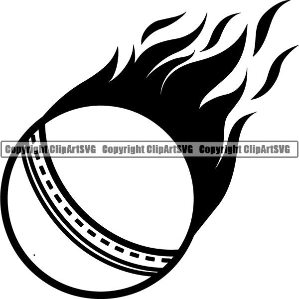 Sports Game Cricket Fire ClipArt SVG