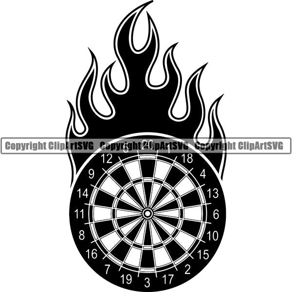 Sports Game Darts Fire ClipArt SVG