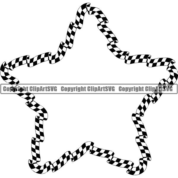 Sports Car Motorcycle Run Running Bike Race Racing Racer Race Design Element Frame Border Checkerboard Checkered Checker Wavy Star ClipArt SVG