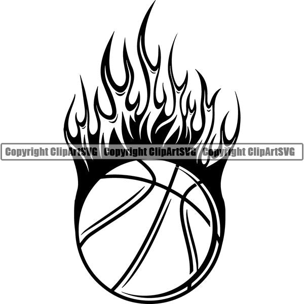 Sports Game Basketball Fire ClipArt SVG