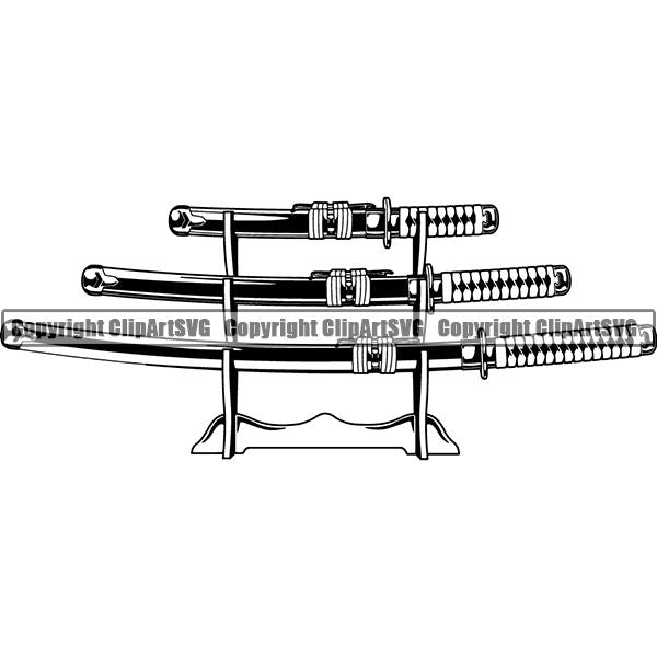 Sports Boxing Boxer MMA Fighter Ninja Sword Katana ClipArt SVG