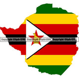 Country Flag Map Zimbabwe ClipArt SVG