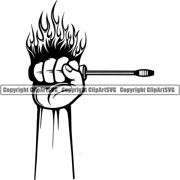 Mechanic Repair Shop Garage Tool Screwdriver ClipArt SVG