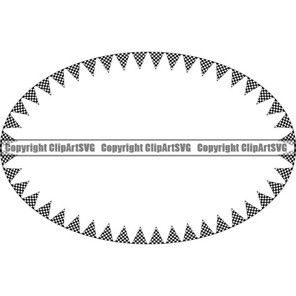 Sports Car Motorcycle Run Running Bike Race Racing Racer Race Design Element Frame Border Checkerboard Checkered Checker Triangle Flags Oval ClipArt SVG