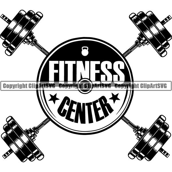 Gym Sports Bodybuilding Fitness Muscle Logo ClipArt SVG