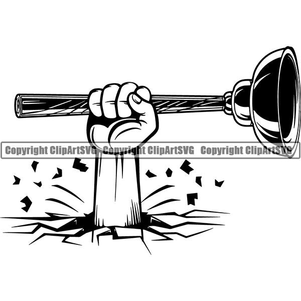 Plumbing Plumber Pipe Repair Service Plunger ClipArt SVG
