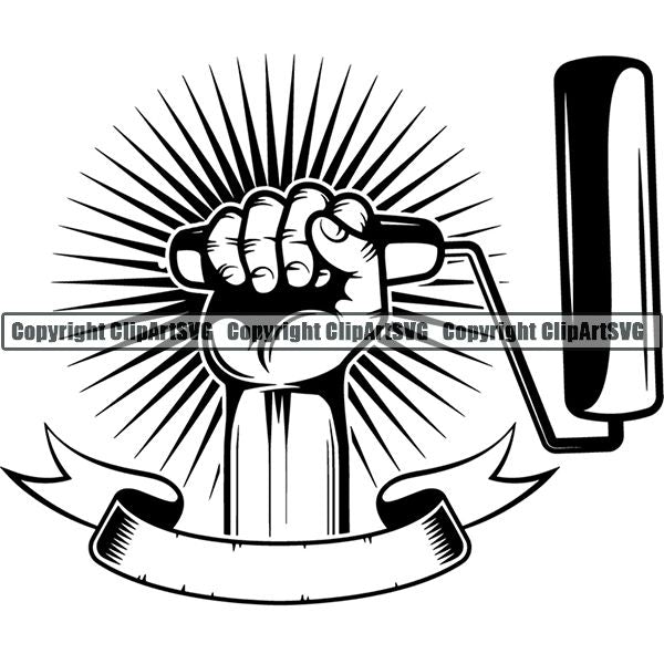 Painting Service Painter Paint Hand Sunburst ClipArt SVG