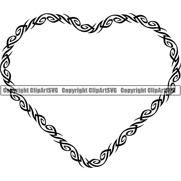 Viking Celtic Tribal Frame Border Design Element Heart ClipArt SVG