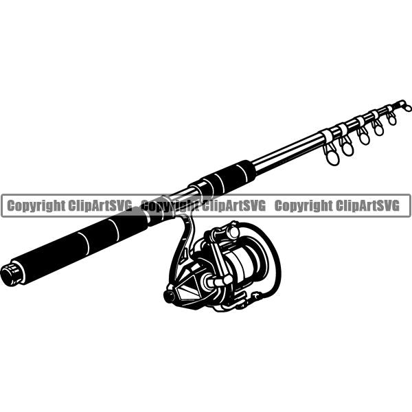 Sports Game Fishing Hunting Fish Hunt Rod ClipArt SVG