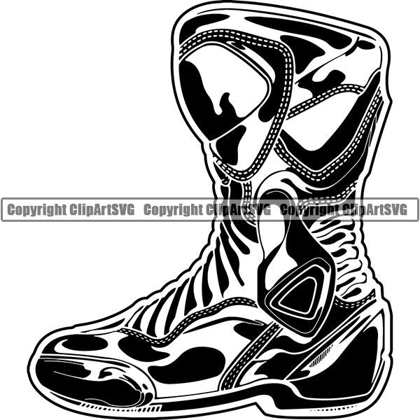 Motorcycle Sports Racing Boot ClipArt SVG