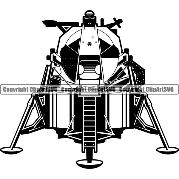 Astronaut Outer Space Shuttle Sci-Fi Science Fiction Lunar Module Apollo ClipArt SVG