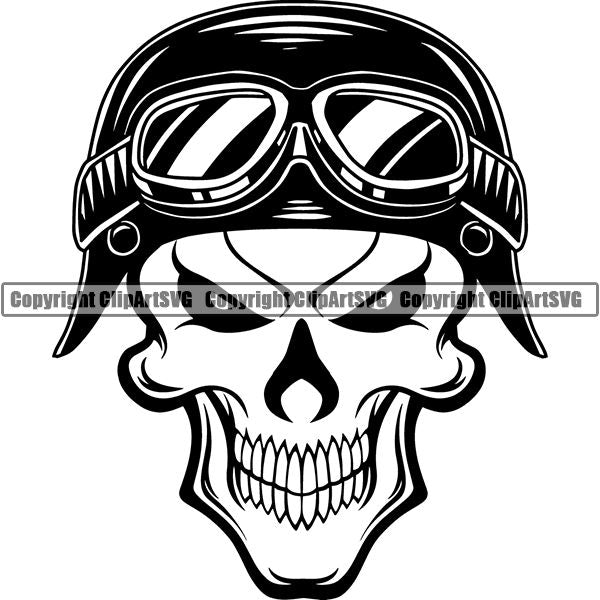 Motorcycle Bike Chopper Helmet Skull ClipArt SVG
