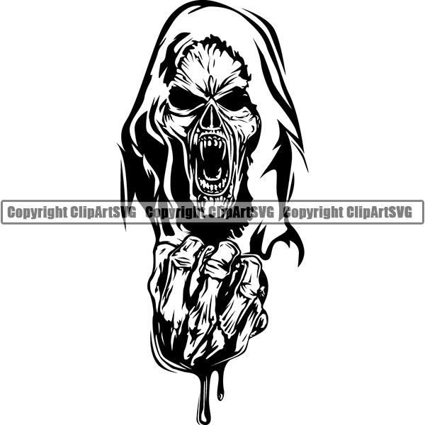 Skull Skeleton Tattoo Tat ClipArt SVG