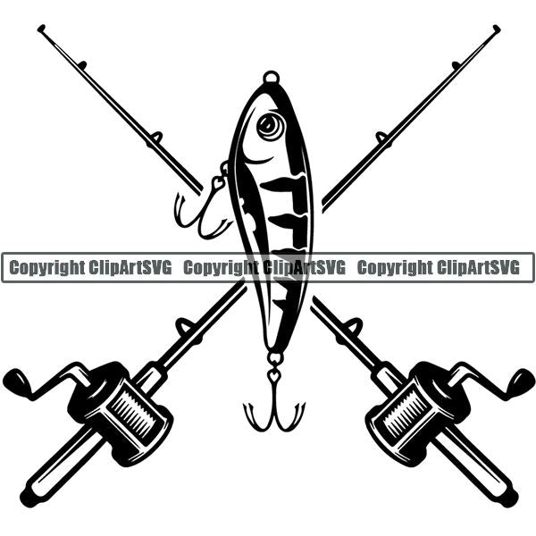 Sports Game Fishing Hunting Fish Hunt Logo ClipArt SVG