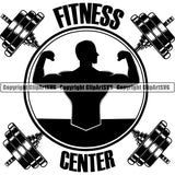 Gym Sports Bodybuilding Fitness Muscle Logo ClipArt SVG