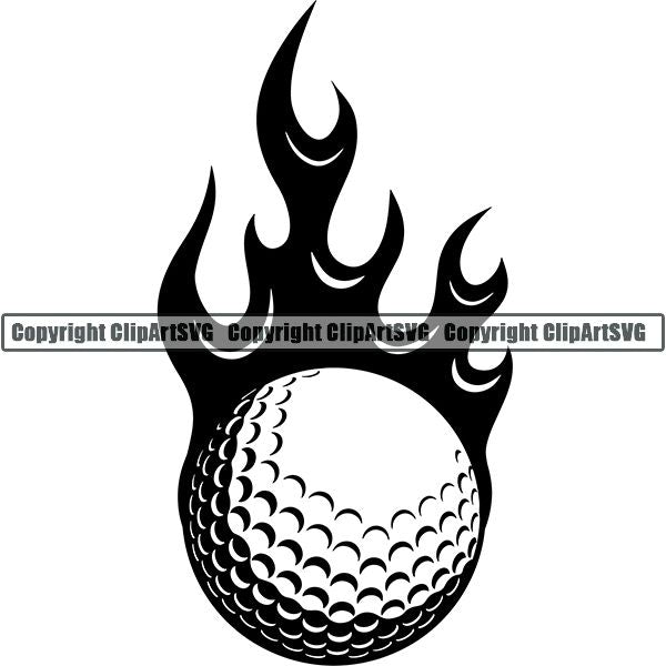 Sports Game Golf Flame ClipArt SVG
