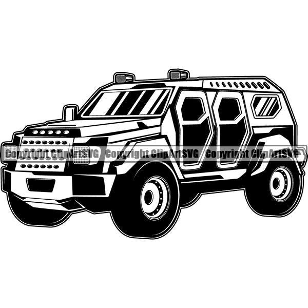 Military Weapon Vehicle Armored SUV ClipArt SVG