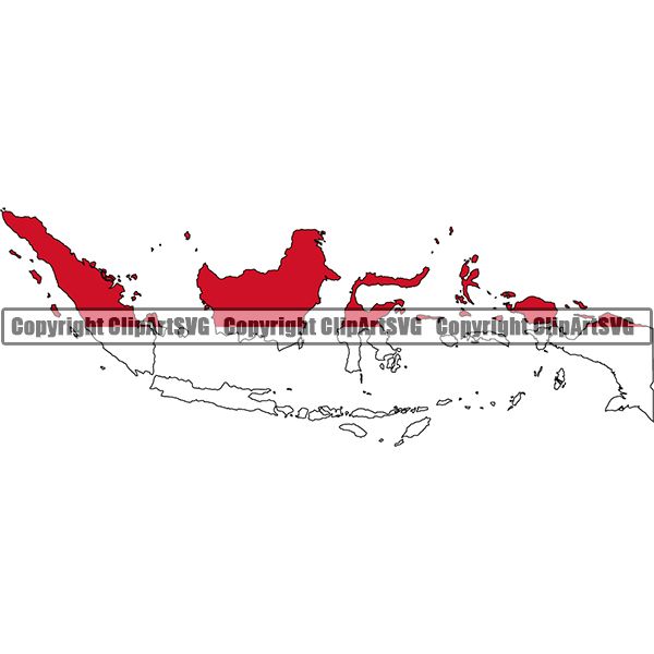 Country Flag Map Indonesia ClipArt SVG