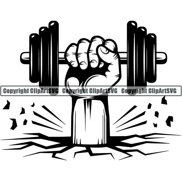 Gym Sports Bodybuilding Fitness Muscle Hand Break ClipArt SVG