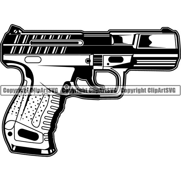 Military Weapon Gun Pistol Automatic Magazine ClipArt SVG
