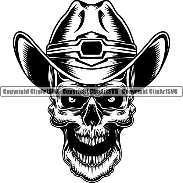 Occupation Cowboy Skull ClipArt SVG
