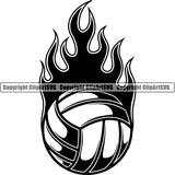Sports Game Volleyball Fire ClipArt SVG