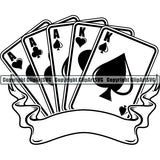 Game Poker Card Full House Arc Ribbon ClipArt SVG