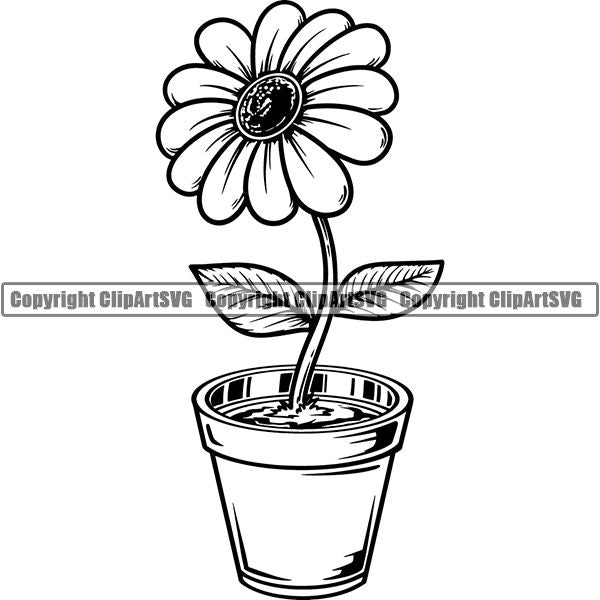 Hobby Gardening Flower Sunflower Pot ClipArt SVG