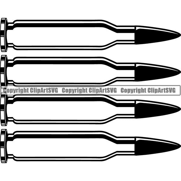 Military Weapon Gun Bullet Machine Gun AK-47 ClipArt SVG